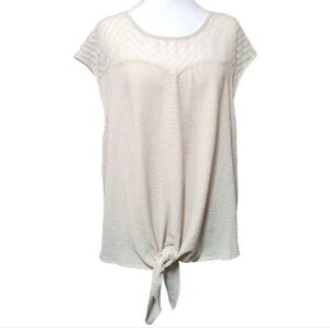 Adrianna Papell Ivory Cap Sleeve Front Tie Top, XL,